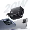 USAMS Série YC Fonte de alimentação GaN 20W USB-C com cabo USB-C retrátil, carregamento rápido PD+QC, branco (US-CC233)