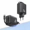 USAMS Série YC CC241TC02 Carregador de parede GaN 30W USB-C com cabo USB-C retrátil, carregamento rápido PD+QC, branco