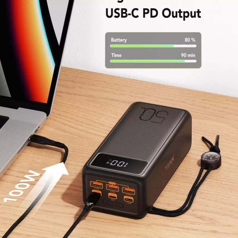 VEGER Powerbank Tank Boost PD QC3.0 5A 130W 56000 mAh preto W5001C