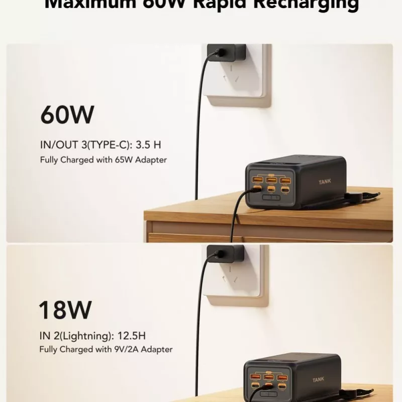 VEGER Powerbank Tank Boost PD QC3.0 5A 130W 56000 mAh preto W5001C