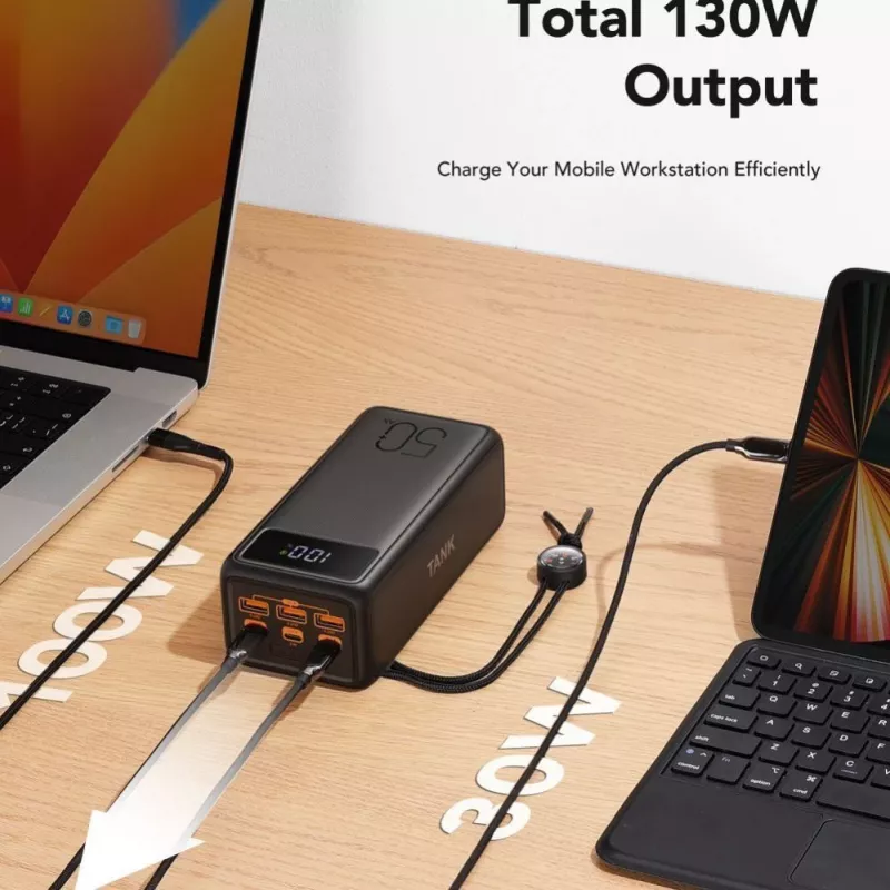 VEGER Powerbank Tank Boost PD QC3.0 5A 130W 56000 mAh preto W5001C