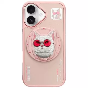 Capa MagSafe Nimmy Glasses Cool Cat para iPhone 16, rosa