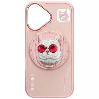 Capa MagSafe Nimmy Glasses Cool Cat para iPhone 16, rosa