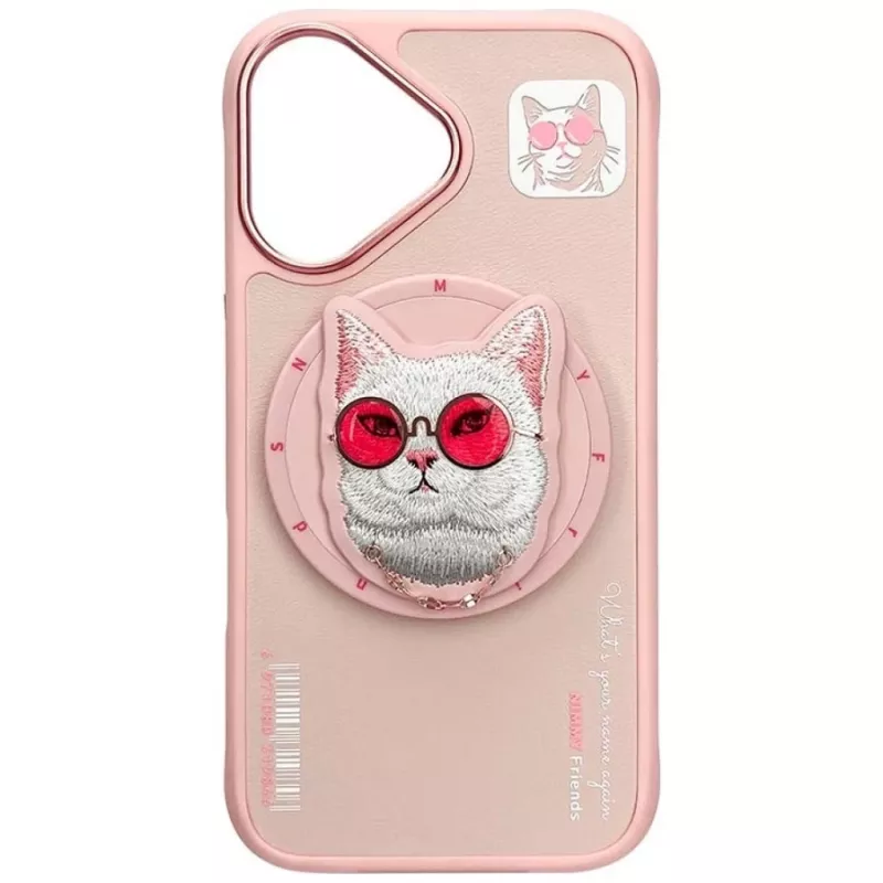 Capa MagSafe Nimmy Glasses Cool Cat para iPhone 16, rosa