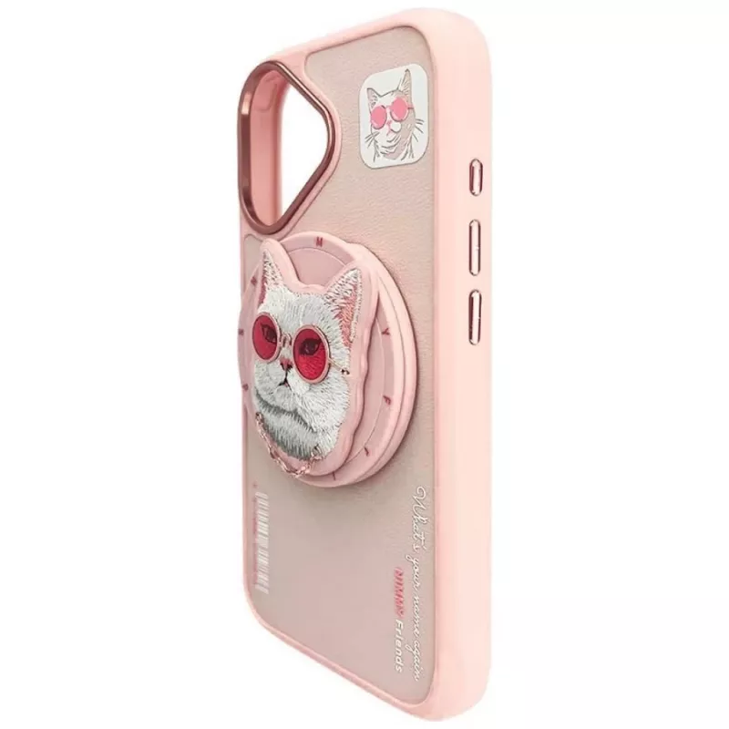 Capa MagSafe Nimmy Glasses Cool Cat para iPhone 16, rosa