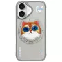 Capa MagSafe Nimmy Glasses Cool Cat para iPhone 16, cinzento