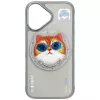 Capa MagSafe Nimmy Glasses Cool Cat para iPhone 16, cinzento