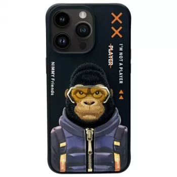 Nimmy Cool&Cute 2.0 Monkey Capa para Apple iPhone 15 Pro 6,1 polegadas preto