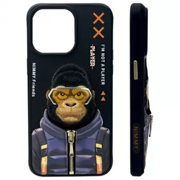 Nimmy Cool&Cute 2.0 Monkey Capa para Apple iPhone 15 Pro 6,1 polegadas preto