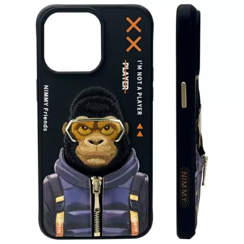 Nimmy Cool&Cute 2.0 Monkey Capa para Apple iPhone 15 Pro 6,1 polegadas preto