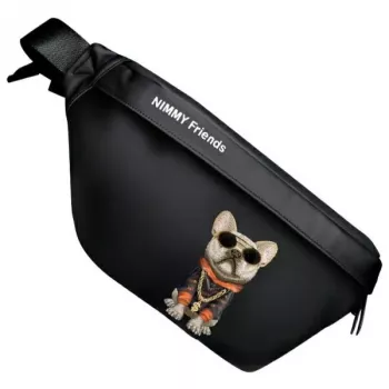 Bolsa de tiracolo Nimmy Cool Dog with Glasses preta