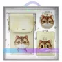 Nimmy Conjunto 3 em 1 de bolsa para telemóvel, carteira e estojo para localizador - caqui - Big Eyed Pet 2.0 Cat