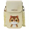 Nimmy Conjunto 3 em 1 de bolsa para telemóvel, carteira e estojo para localizador - caqui - Big Eyed Pet 2.0 Cat