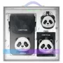 Nimmy Conjunto 3 em 1: bolsa para telemóvel + carteira + capa para tracker, preto, Big Eyed Pet 2.0 Panda