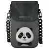 Nimmy Conjunto 3 em 1: bolsa para telemóvel + carteira + capa para tracker, preto, Big Eyed Pet 2.0 Panda