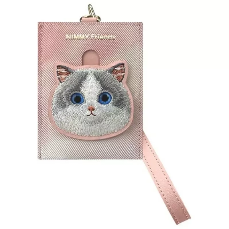 Nimmy Conjunto 3 em 1 de bolsa de tiracolo para telemóvel, carteira e suporte para tracker - rosa Big Eyed Pet 2.0 Cat
