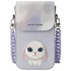 Nimmy Conjunto 3 em 1 de bolsa para telemóvel, carteira e estojo para localizador - roxo Big Eyed Pet 2.0 Rabbit
