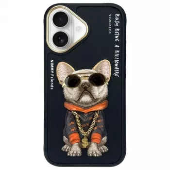 Nimmy Capa para iPhone 16 6,1 Preto Glasses Cool Dog