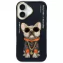 Nimmy Capa para iPhone 16 6,1 Preto Glasses Cool Dog