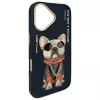 Nimmy Capa para iPhone 16 6,1 Preto Glasses Cool Dog