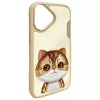 Nimmy Big Eyed Pet 2.0 Cat Capa para Apple iPhone 16 6,1 inch Caqui