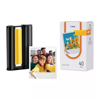 Papel fotográfico autocolante Liene Amber 3x3, 40 folhas + 1 cartucho de recarga