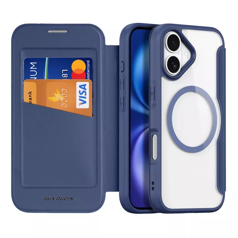 DUXDUCIS Skin X Pro Capa Carteira para Apple iPhone 17 Air com MagSafe e Compartimento para Cartões - Azul