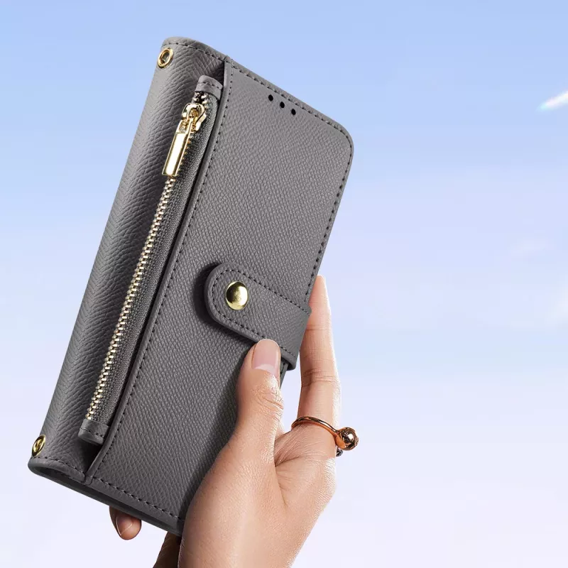 DUXDUCIS Capa Carteira em Pele Lawa para Samsung Galaxy S25+ com Carteira Magnética Amovível - Cinzento