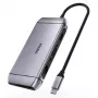 CHOETECH Hub USB-C Multifunções 9 em 1 - 3x USB 3.2 Gen 1, Leitor de Cartões SD/TF, HDMI 4K 30Hz, VGA Full HD 60Hz, USB-C PD, RJ45 Gigabit Ethernet, Cinzento (HUB-M15)