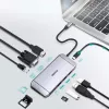 CHOETECH Hub USB-C Multifunções 9 em 1 - 3x USB 3.2 Gen 1, Leitor de Cartões SD/TF, HDMI 4K 30Hz, VGA Full HD 60Hz, USB-C PD, RJ45 Gigabit Ethernet, Cinzento (HUB-M15)