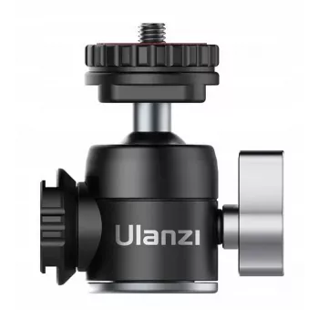 ULANZI U-60 Cabeça de esfera mini com dois suportes de encaixe cold shoe, rosca de 1/4 polegadas, liga de alumínio, capacidade de carga 1,5 kg, preto