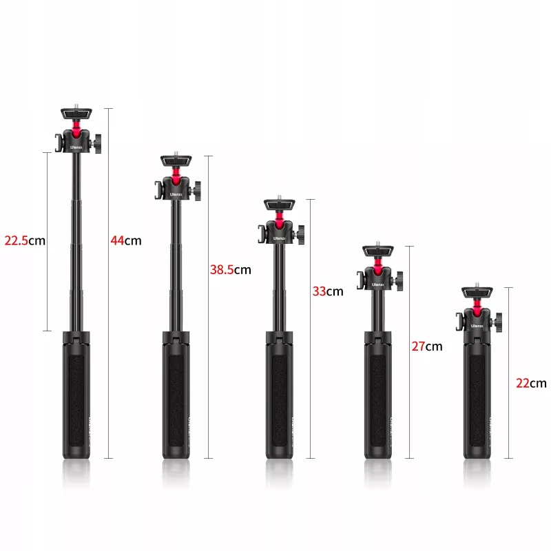 ULANZI MT-16 Mini tripé pau de selfie com cabeça de esfera e encaixe cold shoe, preto