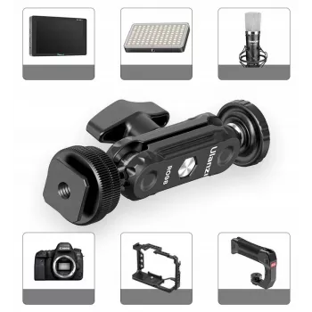 Ulanzi R098 Magic Arm Braço articulado de esfera dupla com parafuso de 1/4 polegadas e encaixe cold shoe, preto