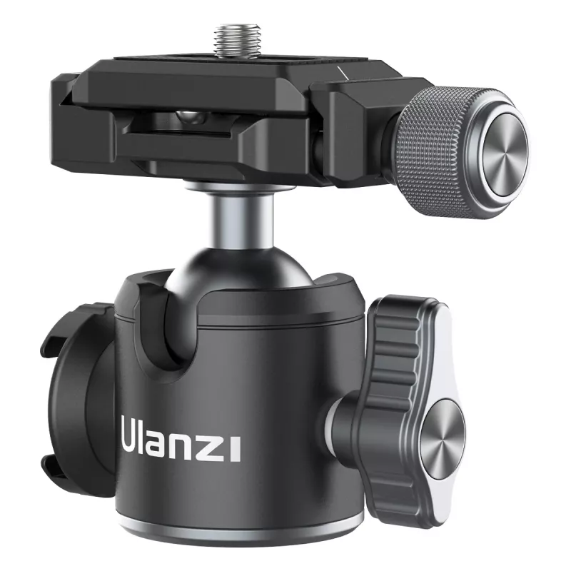 Ulanzi U-80L Cabeça de esfera 3D com placa de libertação rápida Arca-Swiss, carga de 20 kg, rotação panorâmica 360°, preto