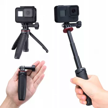 ULANZI MT-09 Mini-tripé, monopé e punho para GoPro, SJCAM, Xiaomi, DJI Osmo Action, preto