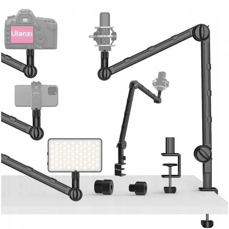 Ulanzi LS25 Aperto de mesa em C suporte de estúdio para câmara, microfone, luz LED, Preto