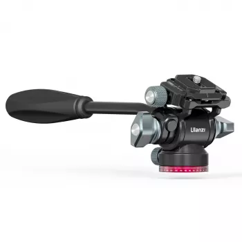 Ulanzi U-190 Cabeça fluida panorâmica de vídeo com amortecimento a óleo, liga de alumínio, carga de 5 kg, encaixe rápido Arca-Swiss, rotação de 360°, Preto