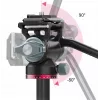 Ulanzi U-190 Cabeça fluida panorâmica de vídeo com amortecimento a óleo, liga de alumínio, carga de 5 kg, encaixe rápido Arca-Swiss, rotação de 360°, Preto
