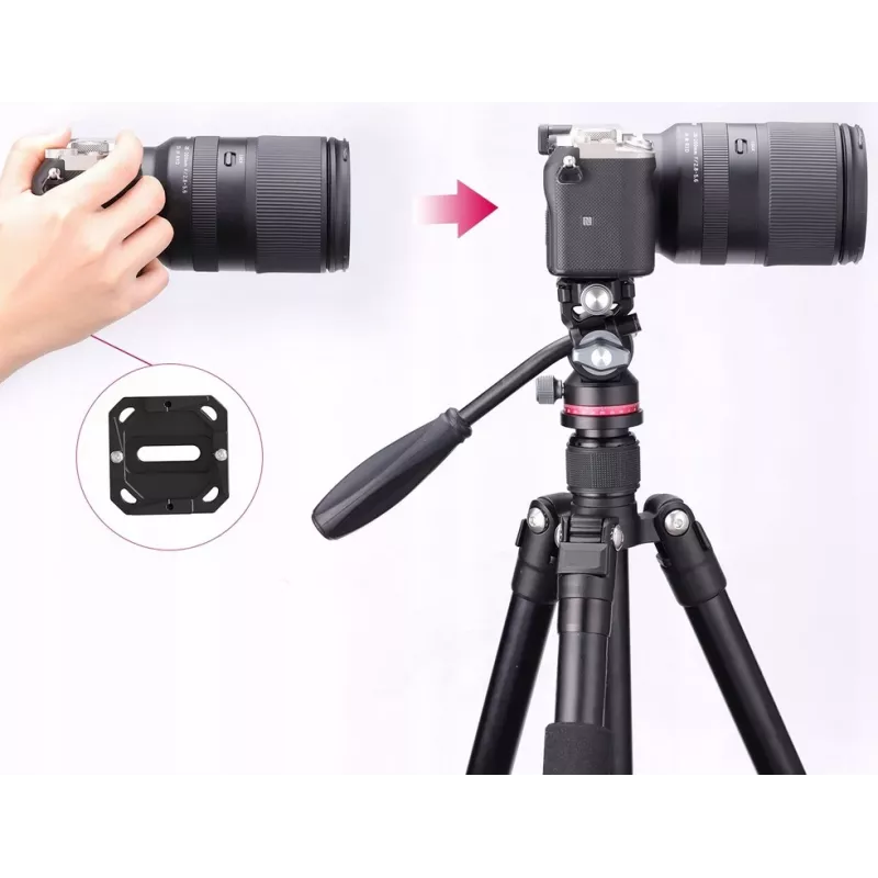 Ulanzi U-190 Cabeça fluida panorâmica de vídeo com amortecimento a óleo, liga de alumínio, carga de 5 kg, encaixe rápido Arca-Swiss, rotação de 360°, Preto
