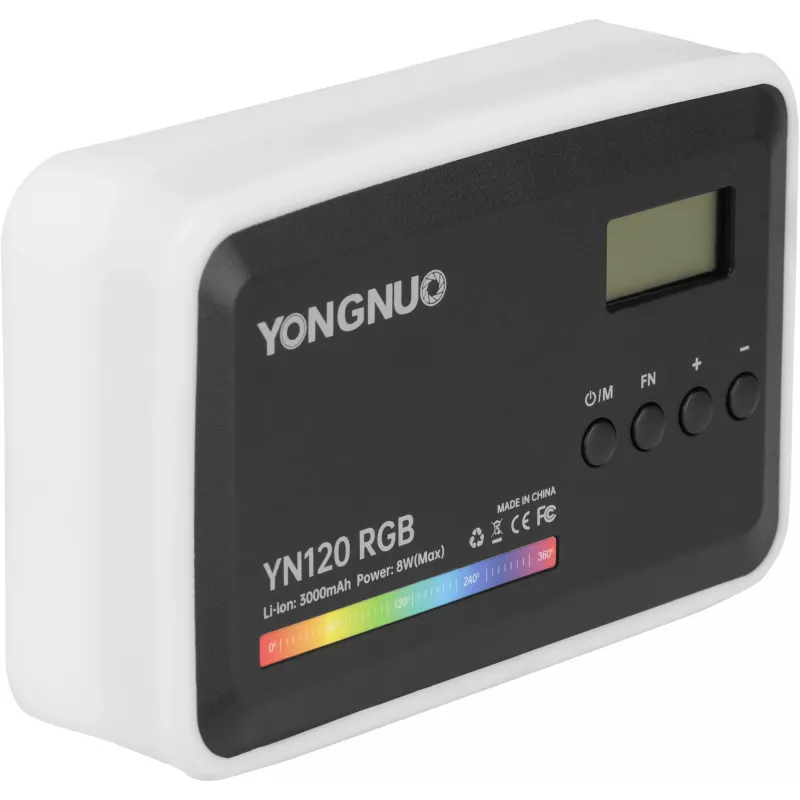 Yongnuo YN120 RGB Luz de vídeo LED, Bi-Color 2500K-9900K, 12W, bateria incorporada, USB-C