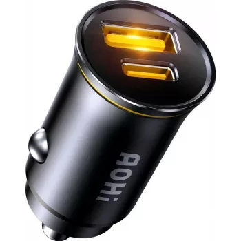 Carregador de parede AOHi Superauto PD 65W GaN 1x USB-C 1x USB-A preto