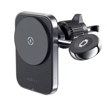 Acefast D18 Suporte para carro com MagSafe / Carregador sem fios Qi + Cabo USB-A para USB-C - Preto