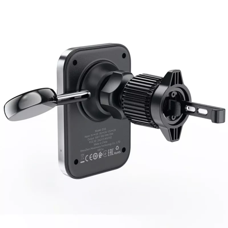 Acefast D18 Suporte para carro com MagSafe / Carregador sem fios Qi + Cabo USB-A para USB-C - Preto