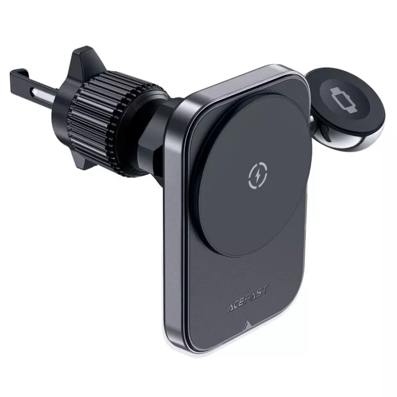Acefast D18 Suporte para carro com MagSafe / Carregador sem fios Qi + Cabo USB-A para USB-C - Preto