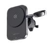 Acefast D18 Suporte para carro com MagSafe / Carregador sem fios Qi + Cabo USB-A para USB-C - Preto