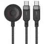 ACEFAST C6-11 Cabo de carregamento 3-em-1 USB-C para 2x USB-C e sem fios Qi, 100W, 1,2m, Preto