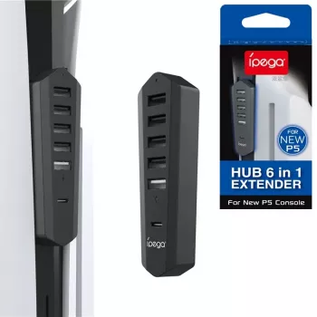 IPEGA Hub USB/USB-C para PS5 Slim Preto