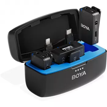 Sistema de microfone sem fios BOYA Boyamic 1 1TX + 3RX (2,4 GHz, alcance de 100 m, gravação de 8 GB)