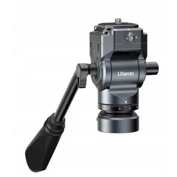 Cabeça de vídeo fluida Ulanzi F38 cabeça de trepé com amortecimento a óleo e panorama 360° com placa de libertação rápida Arca-Swiss, capacidade de 3 kg, liga de alumínio, preto