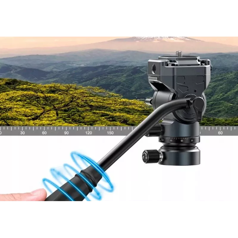 Cabeça de vídeo fluida Ulanzi F38 cabeça de trepé com amortecimento a óleo e panorama 360° com placa de libertação rápida Arca-Swiss, capacidade de 3 kg, liga de alumínio, preto